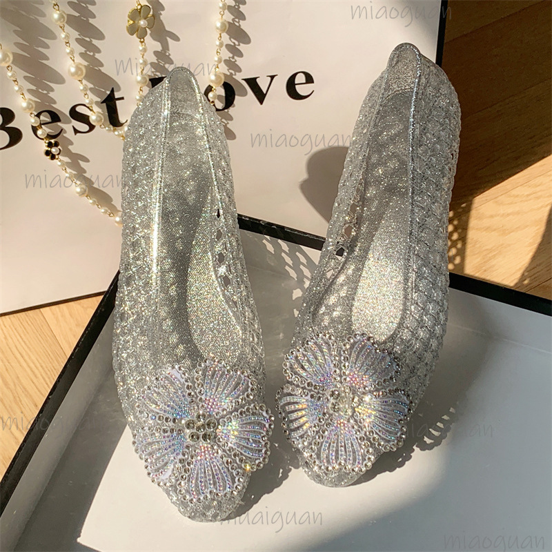 Jelly Sandal Women - أحذية جيلي كريستالية جديدة مزينة بالألماس