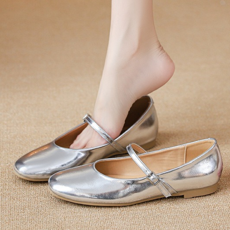 Women Shoes With Heels - أحذية باليه مسطحة فضية للنساء أحذية