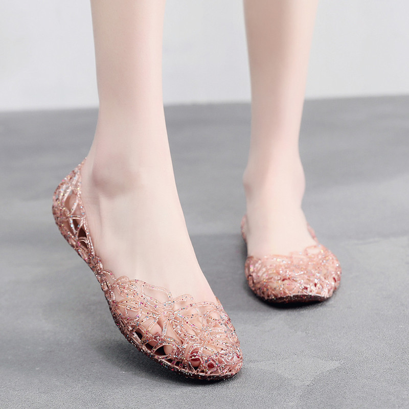 Jelly Sandal Women - صنادل نسائية صيفية مسطحة، أحذية شاطئ