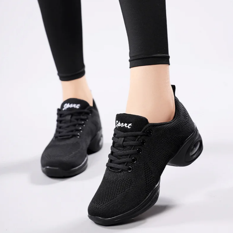 Women'S Zumba Shoes - أحذية رقص نسائية سوداء شبكية خفيفة