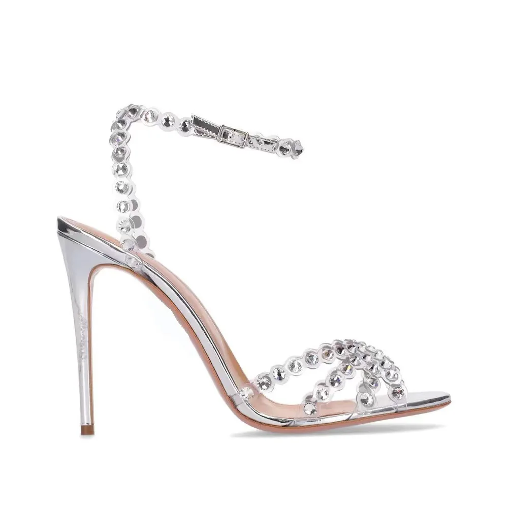 Jelly Sandal Women - صنادل سوشيالايت بمقاسات كبيرة، بكعب فضي،