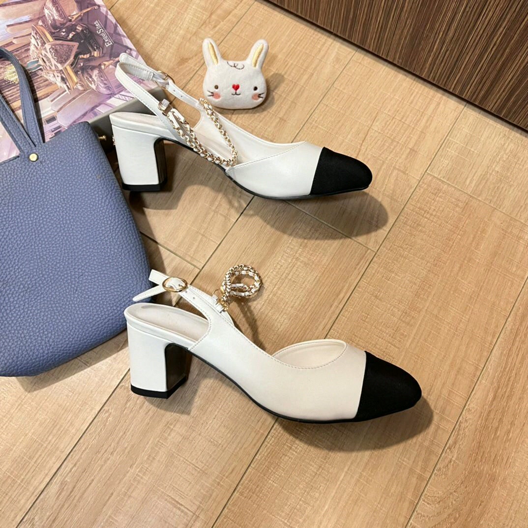 Women Shoes Black - أحذية نسائية بكعب خلفي مفتوح، ثنائية