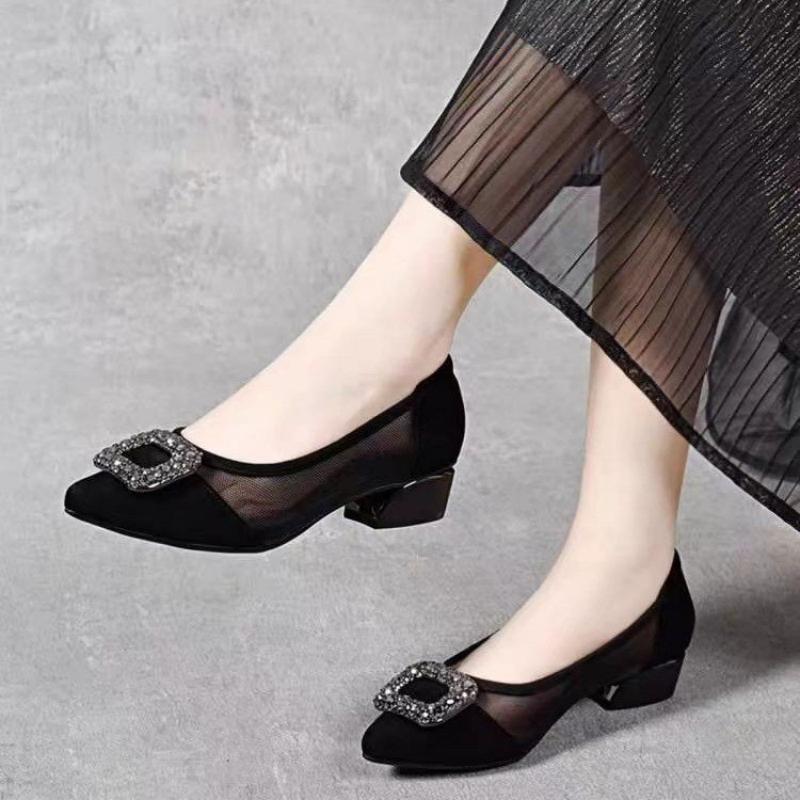 Women Shoes With Heels - أحذية نسائية أنيقة بكعب مربع ومقدمة