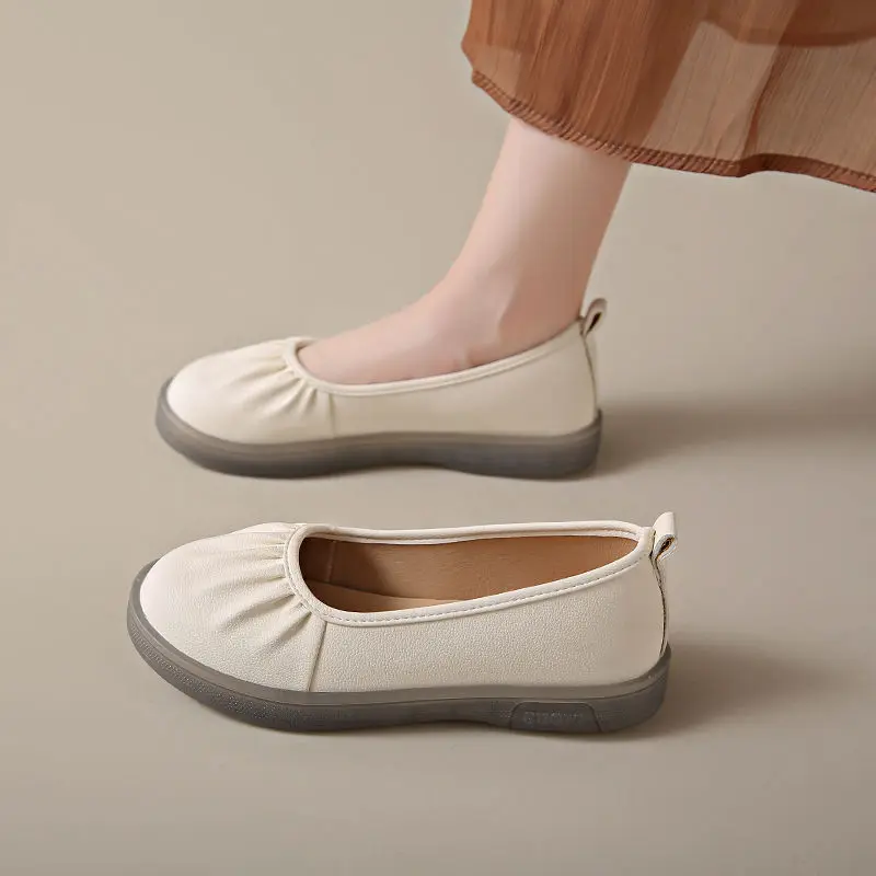 حذاء نسائي مسطح مع تجاعيد كعب  - مراجعة Women Shoes Quick Delivery وسعره