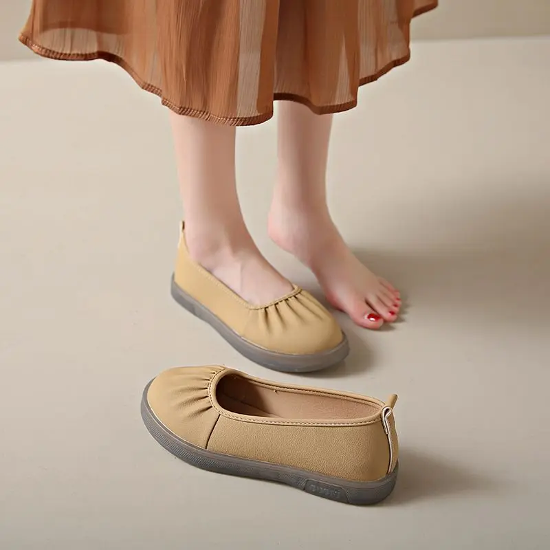 حذاء نسائي مسطح مع تجاعيد كعب  - مراجعة Women Shoes Quick Delivery وسعره