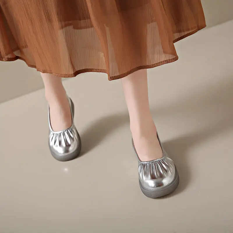 حذاء نسائي مسطح مع تجاعيد كعب  - مراجعة Women Shoes Quick Delivery وسعره